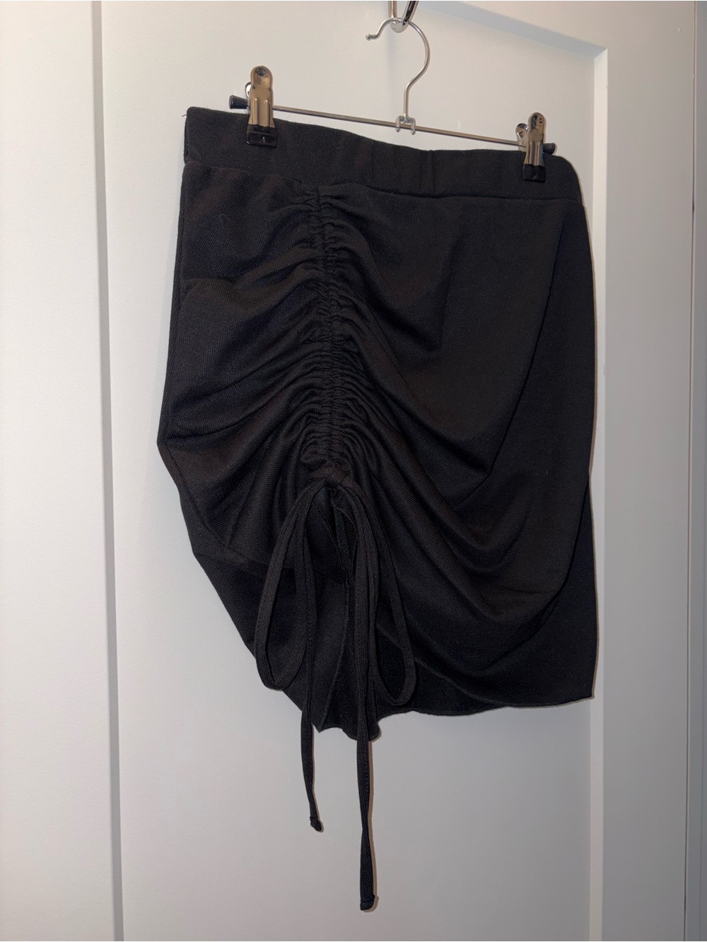 ROMWE Black Ruched Drawstring Mini Skirt